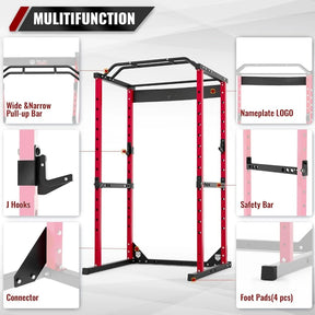 Fitness Power Cage, Raptor F16 Squat Rack All-in-One 1200lbs Capacity Power Rack with Attachment for Home Gym, Weight Cage